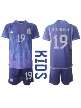 Billige Argentina Nicolas Otamendi #19 Bortedraktsett Barn VM 2022 Kortermet (+ Korte bukser)
